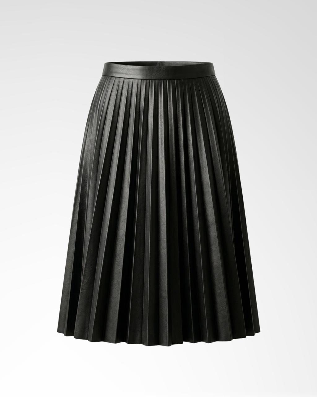 Pin tucked Leather Skirt