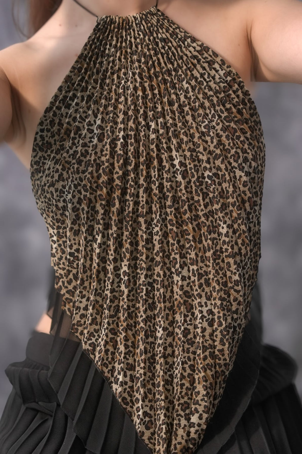 Leopard Pleated Halter Top