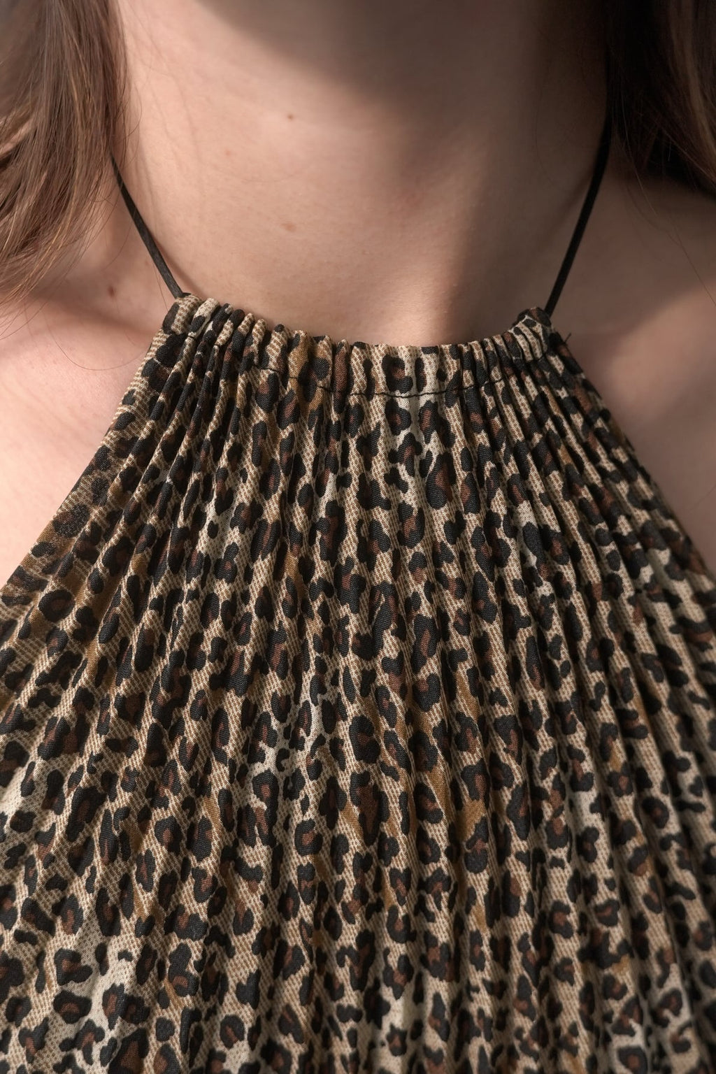 Leopard Pleated Halter Top